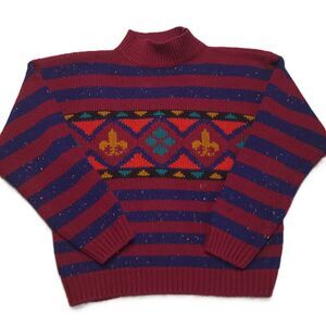 Vintage Spice Of Life Womens M  Design Knit Sweater Stripped Pullover Sweatshirt